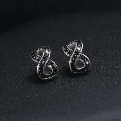 Black crystal infinity stud earringsEarrings