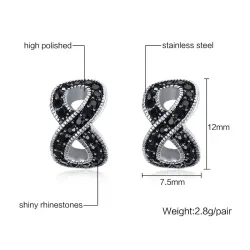 Black crystal infinity stud earringsEarrings
