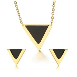 Triangle earrings & necklace - jewelry set