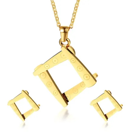Irregular Square Shape Necklace & Earrings Jewellery Set