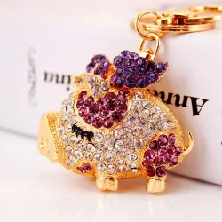 Crystal pig keychain