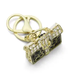 Crystal leopard handbag - keychain