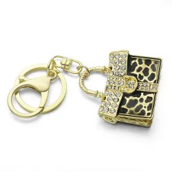 Crystal leopard handbag - keychain