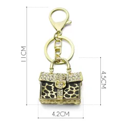 Crystal leopard handbag - keychain