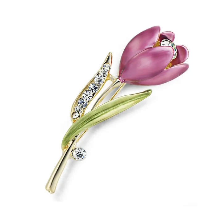 Elegant crystal tulip broochBrooches