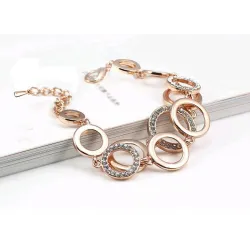 Multilayer Symmetry Circle Link Rhinestones Bracelet