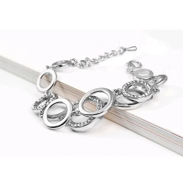 Multilayer Symmetry Circle Link Rhinestones Bracelet