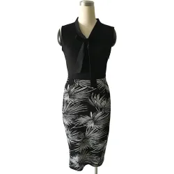 Leaf Print Elegant Patchwork Dress