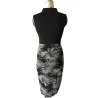Leaf Print Elegant Patchwork Dress
