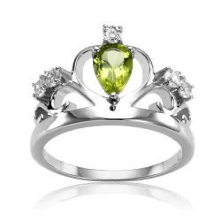 925 Sterling Silver Natural Stone Crown Ring