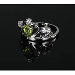 925 Sterling Silver Natural Stone Crown Ring