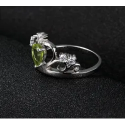 925 Sterling Silver Natural Stone Crown Ring