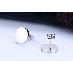 Round Black & Silver Stud Earrings