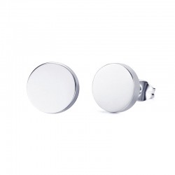 Round Black & Silver Stud Earrings