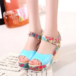 Flower pattern wedge heel sandalsSandals