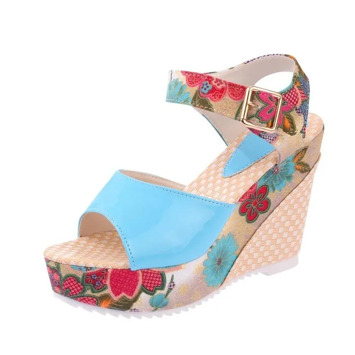Flower pattern wedge heel sandalsSandals