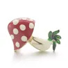 Red enamel mushroom crystal brooch