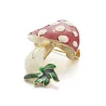 Red enamel mushroom crystal brooch