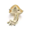 Red enamel mushroom crystal brooch