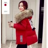 Women's waterproof parka jacket with fur hood
