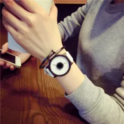 Leather quartz watch unisex