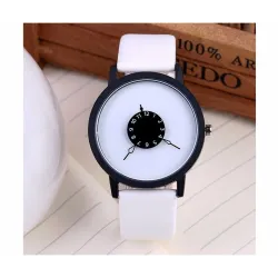Leather quartz watch unisex