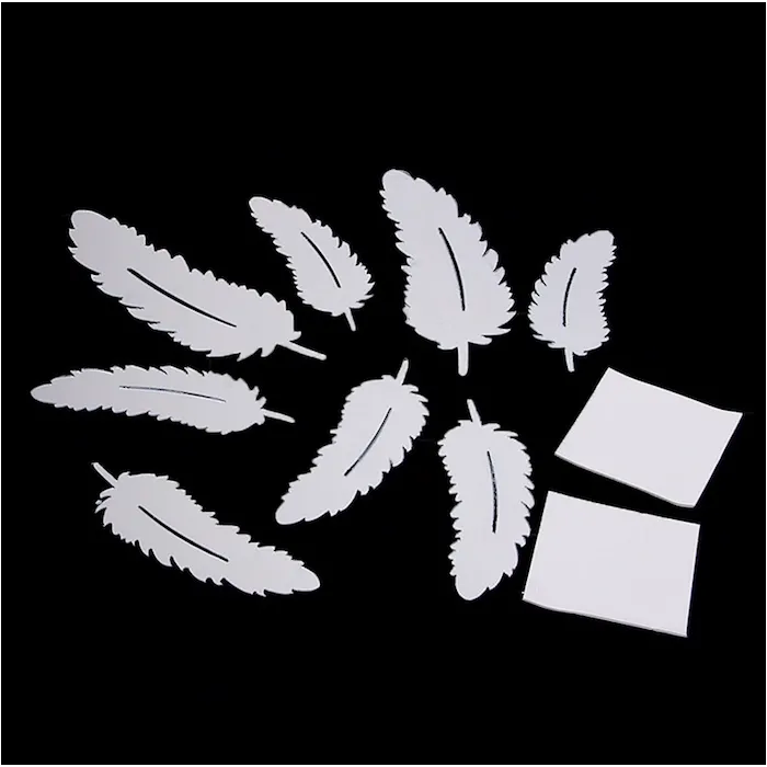 3D feathers mirror wall stickers wallpaper