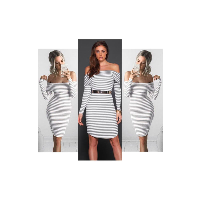 Off shoulders striped pencil dressDresses Off shoulders striped pencil dressDresses