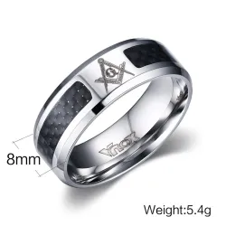Stainless steel masonic symbol ring