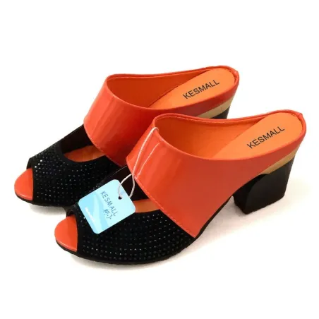 Rhinestones thick heel flip flops sandals