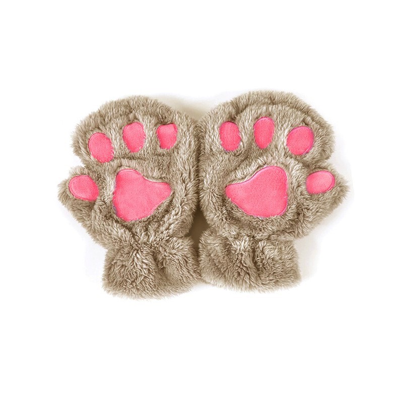 Bear paw mittens - plush fingerless gloves