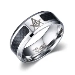 Stainless steel masonic symbol ring