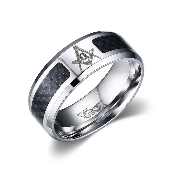 Stainless steel masonic symbol ring