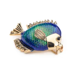 Blue fish women's brooch