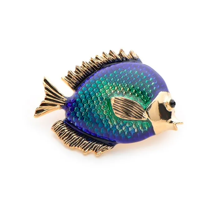 Blue fish women's brooch