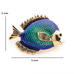 Blue fish women's brooch