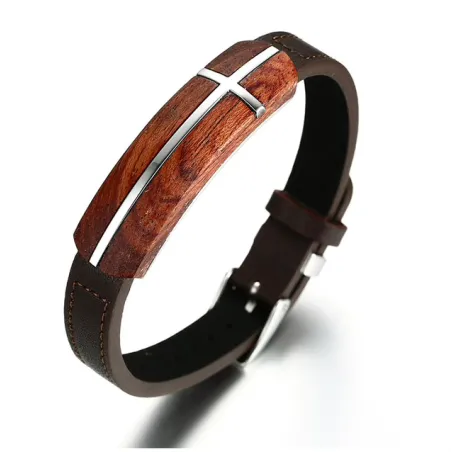 Retro rosewood genuine leather bracelet