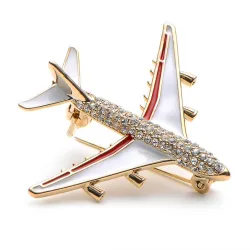 Crystal airplane brooch