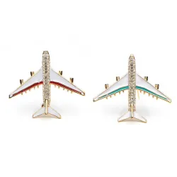 Crystal airplane brooch