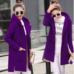 Long hooded coat fleece jacket