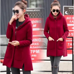 Long hooded coat fleece jacket