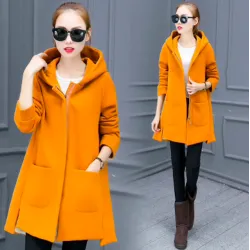 Long hooded coat fleece jacket