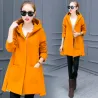 Long hooded coat fleece jacket