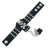 Gothic rivets skeleton skull chain leather bracelet unisex