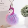 Unicorn & furry pom pom keychain - keyringKeyrings