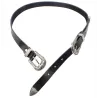 Double & single metal buckle leather belt