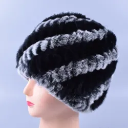 Rabbit fur warm winter hat