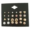 Crystal & pearl gold & silver stud earrings setEarrings