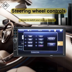 Bluetooth car radio - DIN 2 - 7'' Inch LCD touch screen - MP3-MP5 player - USB - MirrorLinkDin 2