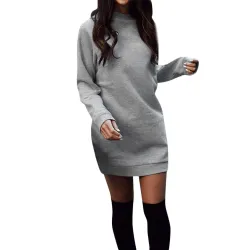 Warm mini dress with long sleeve
